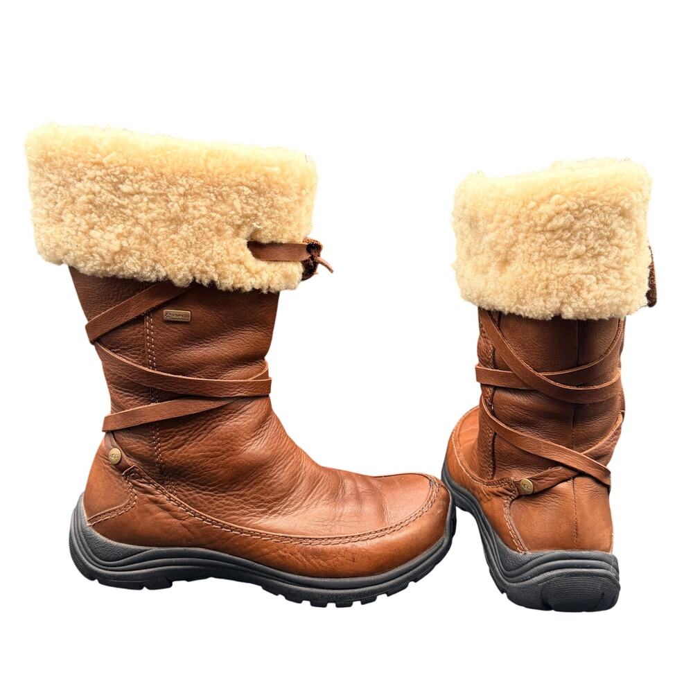 UGG Leather Shearling Winter Boots Vibram Sole Brown Women’s 7